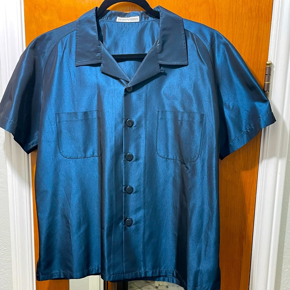 Armani Navy button up shirt